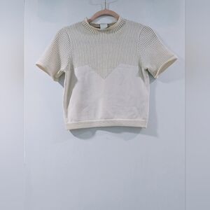 8 By Yoox Cream Knit Mock Neck Top